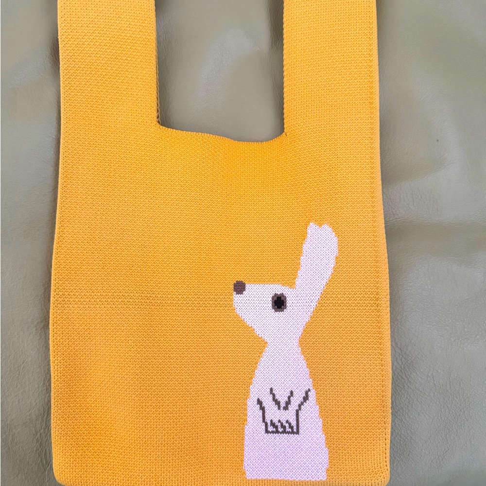 Yellow Knitted Bag with Bunny Design